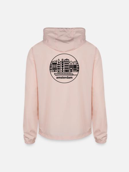 amsterdam - Unisex Lightweight Windbreaker Jacket - blush pink  - Back