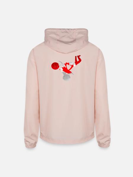 Canada Maple Pulse Abstract Ribbon - Unisex Lightweight Windbreaker Jacket - blush pink  - Back