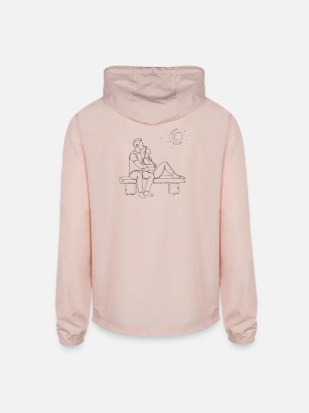Moonlit Bench Romance - Unisex Lightweight Windbreaker Jacket - blush pink  - Back