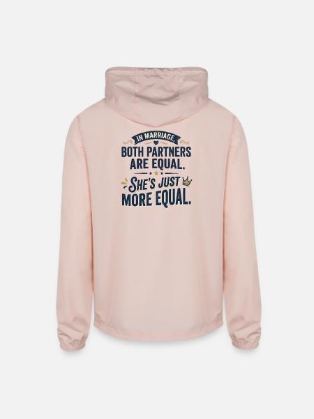 She’s More Equal: Marriage Equality - Unisex Lightweight Windbreaker Jacket - blush pink  - Back