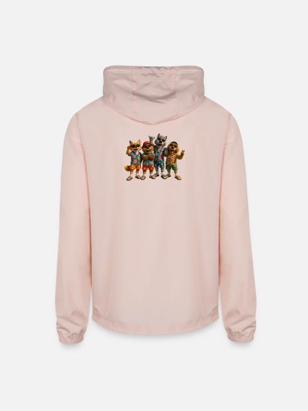 Wooligans Tourist Mode – Socks and Sandals Squad - Unisex Lightweight Windbreaker Jacket - blush pink  - Back