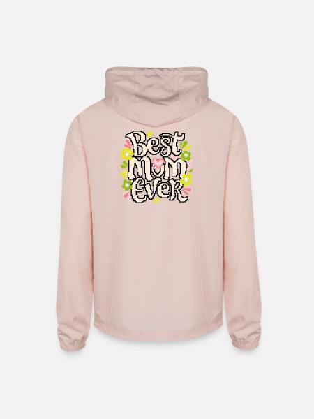 Best Mom Ever Pixel Floral - Unisex Lightweight Windbreaker Jacket - blush pink