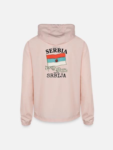 Vintage Serbia Country Flag T-Shirt - Unisex Lightweight Windbreaker Jacket - blush pink