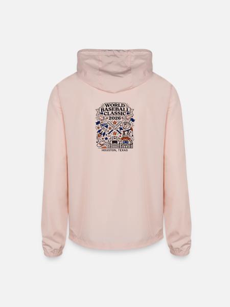 Houston Texas Baseball Theme With Crossed Bats - Unisex Lightweight Windbreaker Jacket - blush pink  - Back