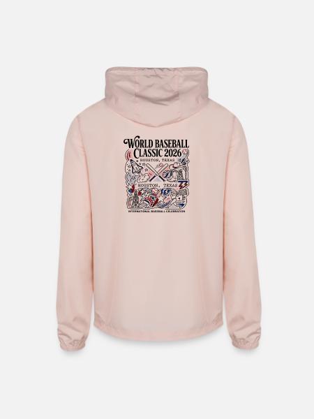 Baseball Tournament Symbols Houston Texas 2026 - Unisex Lightweight Windbreaker Jacket - blush pink  - Back