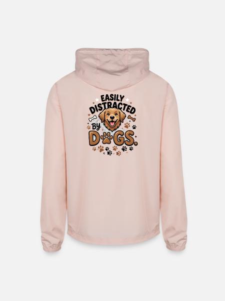 Easily Distracted by Dogs - Unisex Lightweight Windbreaker Jacket - blush pink