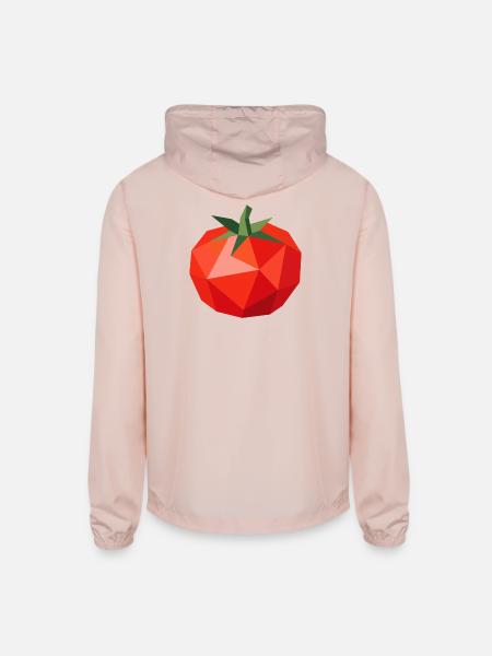 Geometric Tomato – Modern Vegetable Motif - Unisex Lightweight Windbreaker Jacket - blush pink  - Back