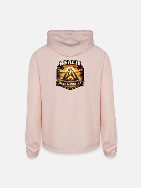 Beach Bonfire Beer Emblem - Unisex Lightweight Windbreaker Jacket - blush pink