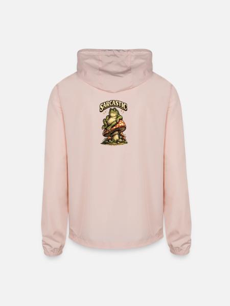 Sarcastic Frog on Mushroom - Unisex Lightweight Windbreaker Jacket - blush pink