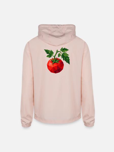 Geometric Tomato | Polygon Vegetable Motif - Unisex Lightweight Windbreaker Jacket - blush pink  - Back