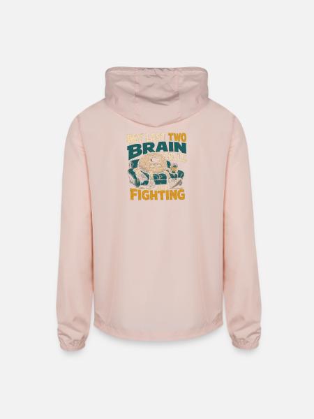 Funny Low Battery Brain Couch Potato Tee - Unisex Lightweight Windbreaker Jacket - blush pink  - Back