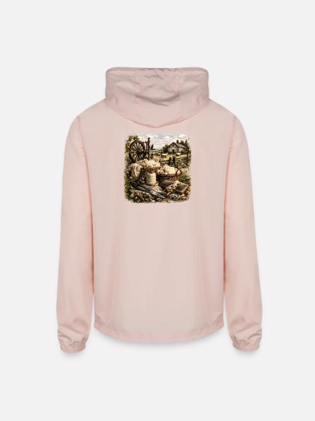Rustic Wool Spinning Farm - Unisex Lightweight Windbreaker Jacket - blush pink 