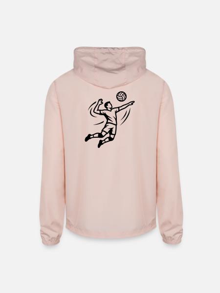 Volleyball Player Spiking Volleyball Team Club - Unisex Lightweight Windbreaker Jacket - blush pink