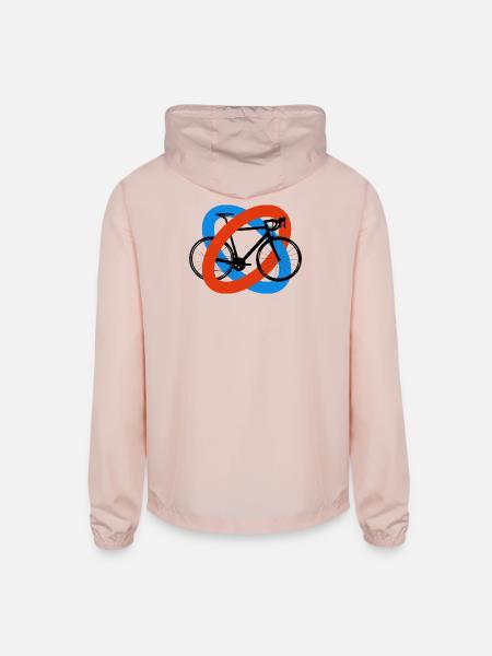 Orbiting Bicycle Silhouette - Unisex Lightweight Windbreaker Jacket - blush pink  - Back