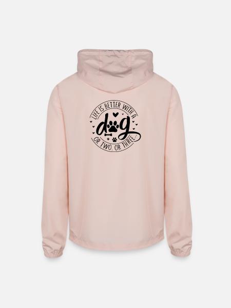 Life is Better with a dog - Unisex Lightweight Windbreaker Jacket - blush pink  - Back