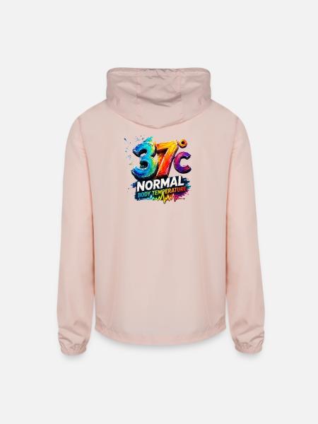 37C Normal Body Temperature - Unisex Lightweight Windbreaker Jacket - blush pink  - Back