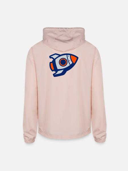 Launching Rocket Silhouette - Unisex Lightweight Windbreaker Jacket - blush pink  - Back