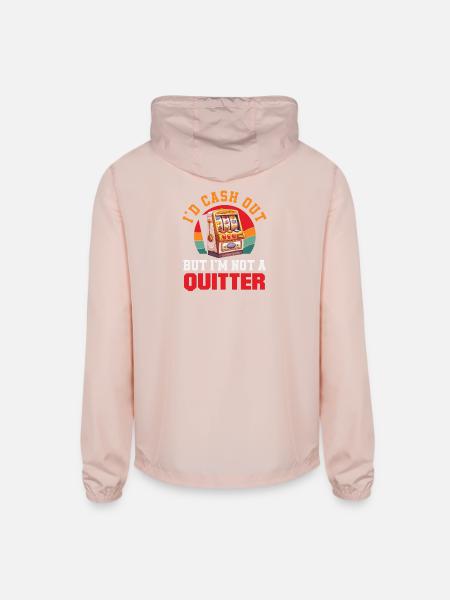 Id Cash Out Not A Quitter Retro Slot Machine - Unisex Lightweight Windbreaker Jacket - blush pink  - Back