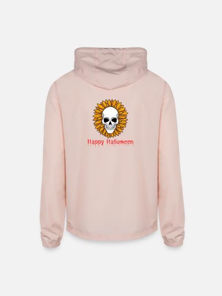 Sunflower Skull Halloween Tee - Unisex Lightweight Windbreaker Jacket - blush pink