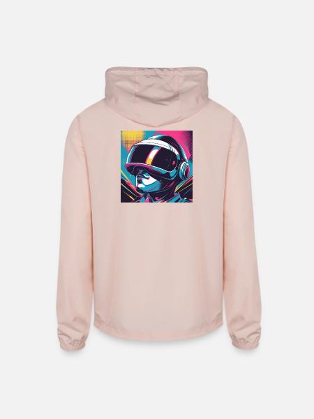 Neon Astronaut VR Odyssey - Unisex Lightweight Windbreaker Jacket - blush pink  - Back
