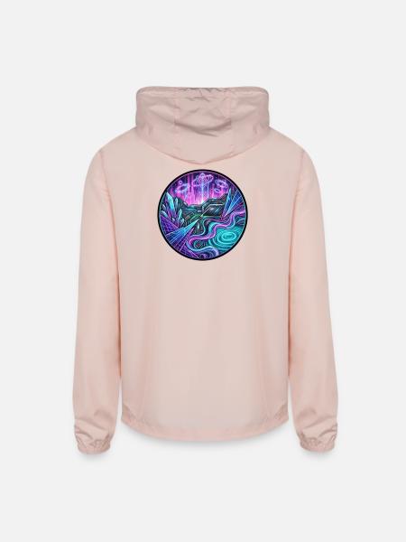 Neon Circuit Crystal Realm - Unisex Lightweight Windbreaker Jacket - blush pink  - Back