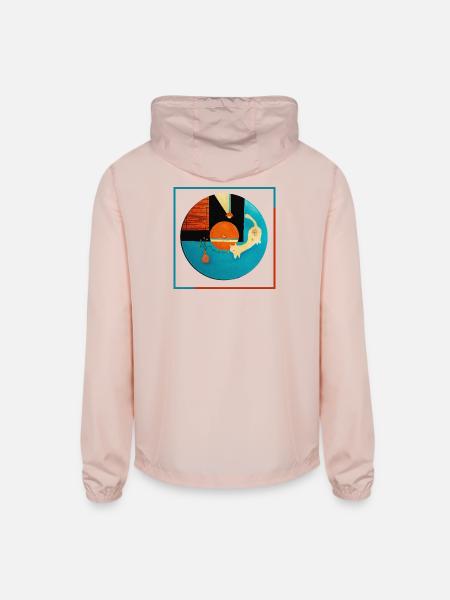 Abstract Cat Orbit Circle - Unisex Lightweight Windbreaker Jacket - blush pink