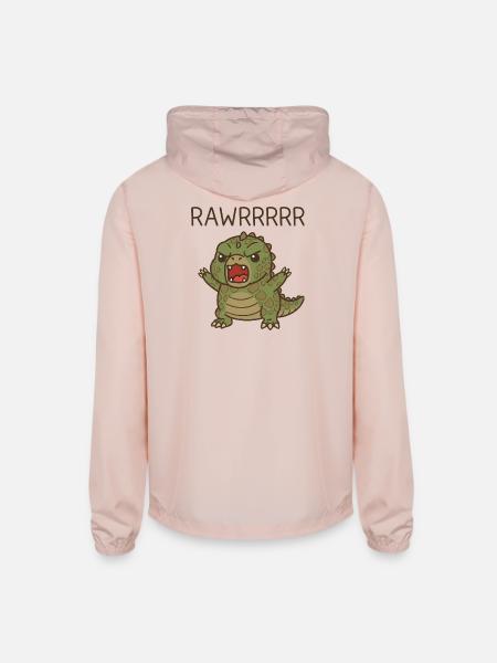 T Rex Funny Dinosaur Cartoon - Unisex Lightweight Windbreaker Jacket - blush pink