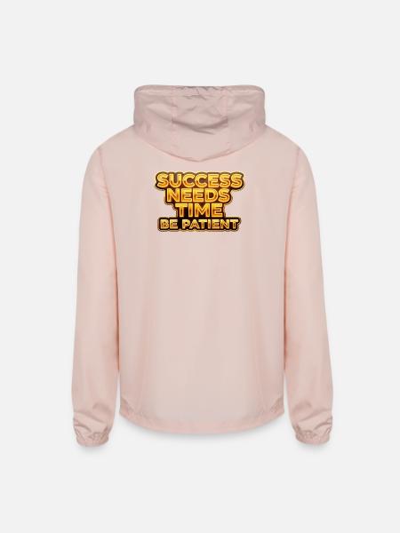 Success Needs Time - Unisex Lightweight Windbreaker Jacket - blush pink  - Back