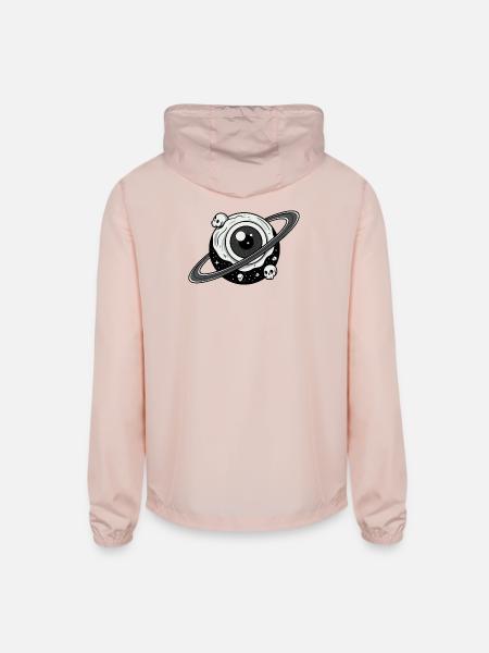 Orbital Eye with Skulls - Unisex Lightweight Windbreaker Jacket - blush pink  - Back