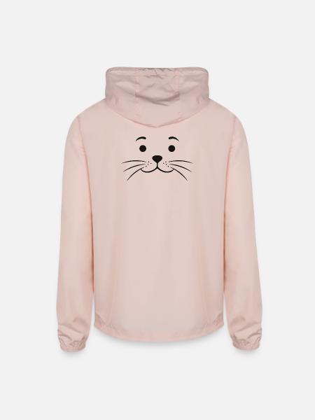 Seal Face Seal Seal Seal Face - Unisex Lightweight Windbreaker Jacket - blush pink  - Back