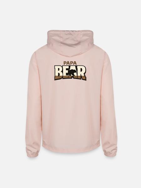 Papa Bear Rustic Logo - Unisex Lightweight Windbreaker Jacket - blush pink