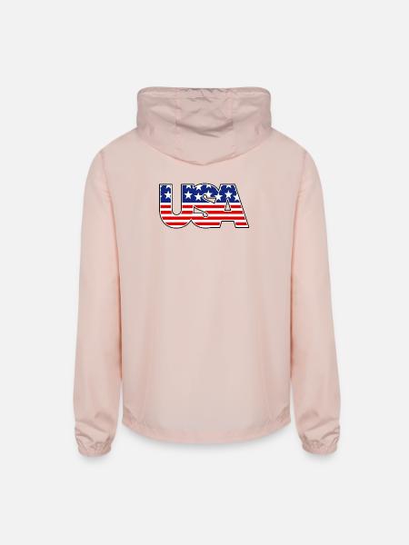 American Flag USA Logo - Unisex Lightweight Windbreaker Jacket - blush pink