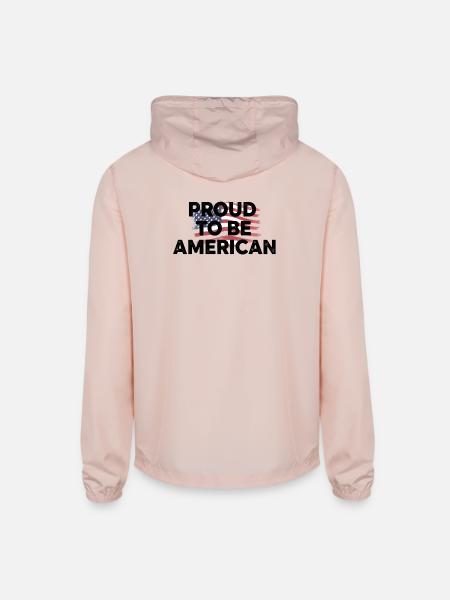 Proud to Be American Flag Design - Unisex Lightweight Windbreaker Jacket - blush pink