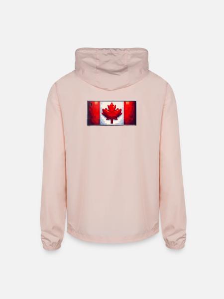 Pixel Maple Flag - Unisex Lightweight Windbreaker Jacket - blush pink  - Back
