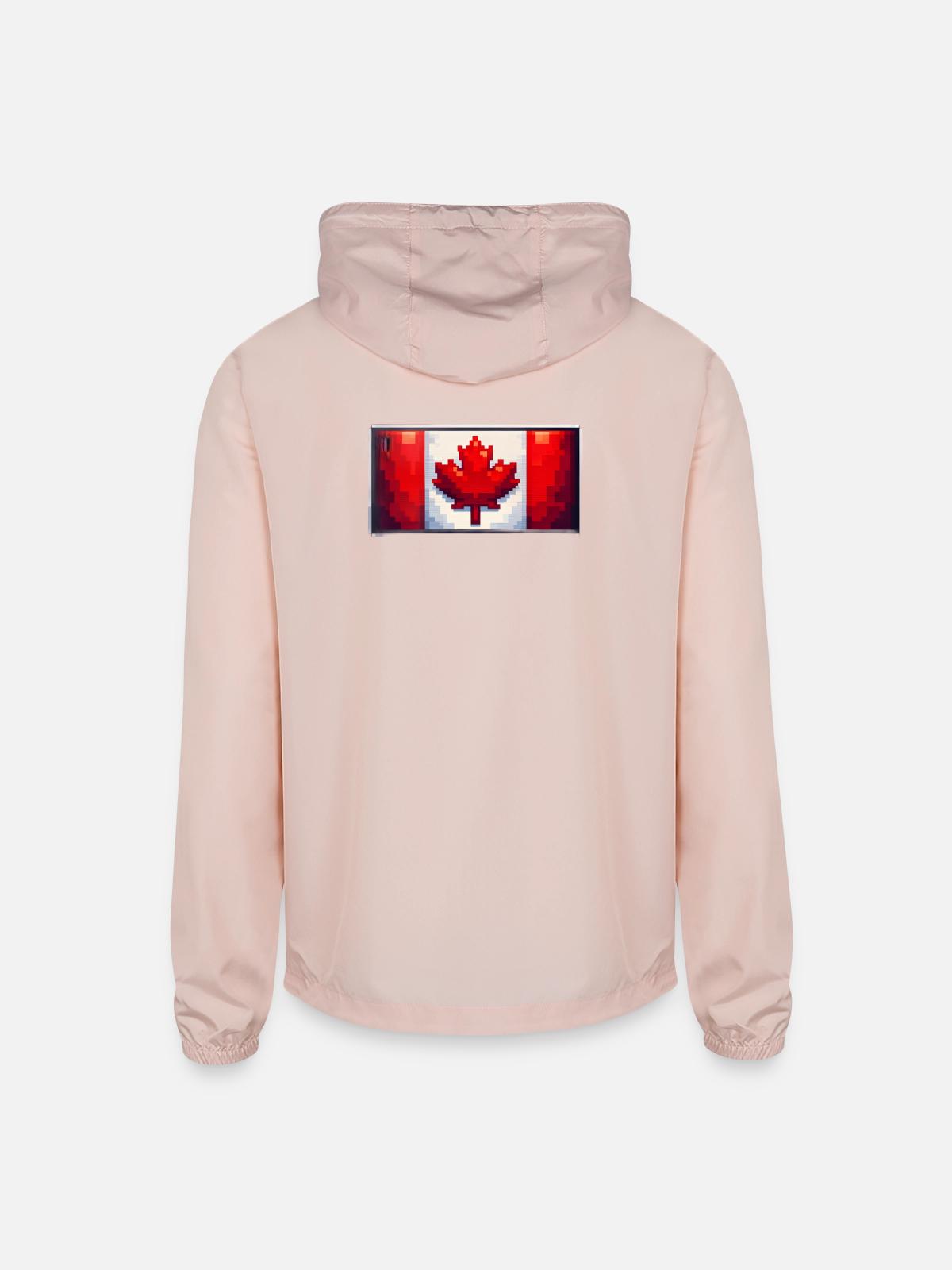 Pixel Maple Flag - Unisex Lightweight Windbreaker Jacket - blush pink - Back