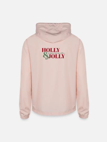 Holly & Jolly - Unisex Lightweight Windbreaker Jacket - blush pink  - Back