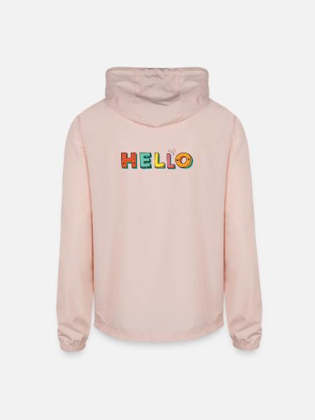 Hello Pop Art Letters - Unisex Lightweight Windbreaker Jacket - blush pink  - Back
