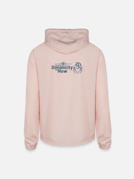 Simplicity of Now Inspirational Design - Unisex Lightweight Windbreaker Jacket - blush pink  - Back