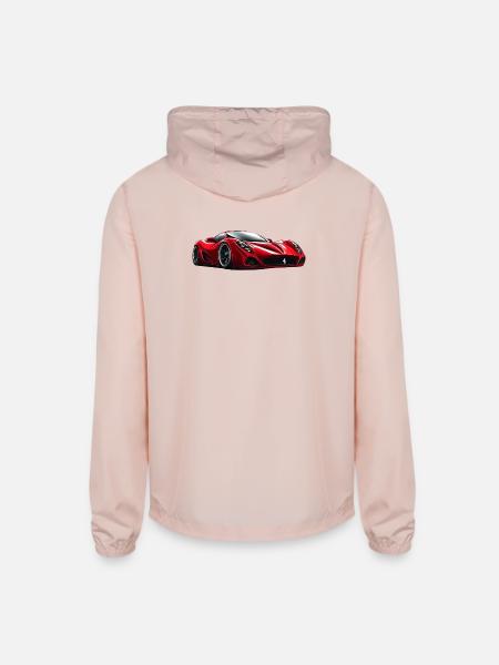 Crimson Velocity Sports Car - Unisex Lightweight Windbreaker Jacket - blush pink 