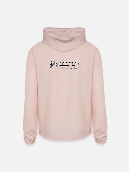 Is This the Real Life Music Line Art - Unisex Lightweight Windbreaker Jacket - blush pink