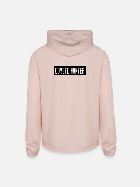 Coyote Hunter; Black with White - Unisex Lightweight Windbreaker Jacket - blush pink  - Back