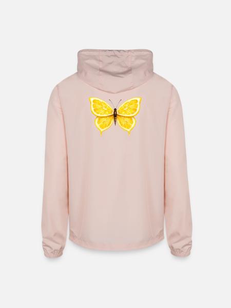 Lemon Wings – Luminous Fruit Butterfly - Unisex Lightweight Windbreaker Jacket - blush pink  - Back