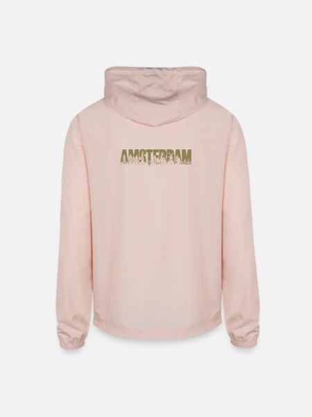 Amsterdam Holland Netherlands silhouette vacation  - Unisex Lightweight Windbreaker Jacket - blush pink  - Back