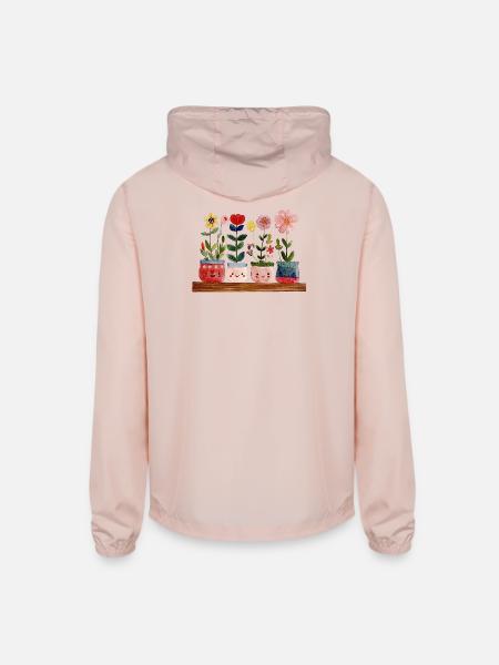 Happy Flower Pots - Unisex Lightweight Windbreaker Jacket - blush pink