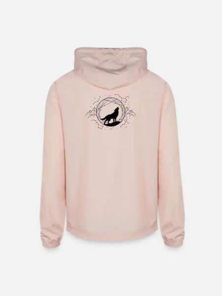 Lone Wolf Under Constellations - Unisex Lightweight Windbreaker Jacket - blush pink