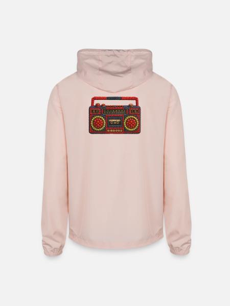 Berry Boombox in a fruity retro style - Unisex Lightweight Windbreaker Jacket - blush pink  - Back