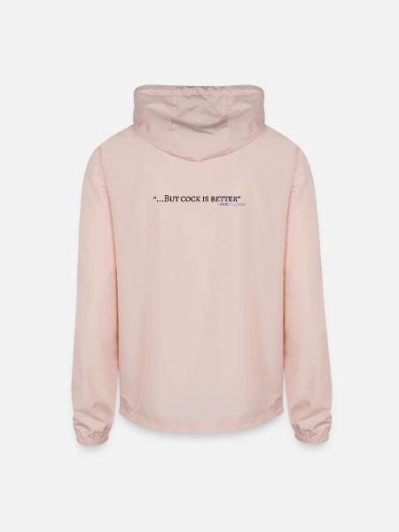 What is Better?! (Black Font) - Unisex Lightweight Windbreaker Jacket - blush pink  - Back