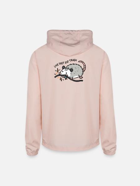 Eat Trash Funny Opossum - Unisex Lightweight Windbreaker Jacket - blush pink