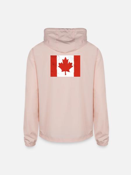 Maple Distressed Canada Flag - Unisex Lightweight Windbreaker Jacket - blush pink  - Back