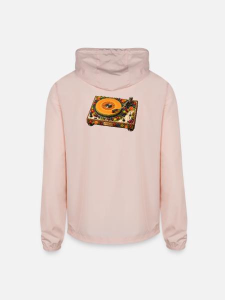Fruity record player in a retro style - Unisex Lightweight Windbreaker Jacket - blush pink  - Back